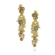 Todd Reed earrings with Cabochon™ diamonds (~3.35ct), white brilliant cut diamonds (~1.10ct), 18k yellow gold and sterling silver with patina.